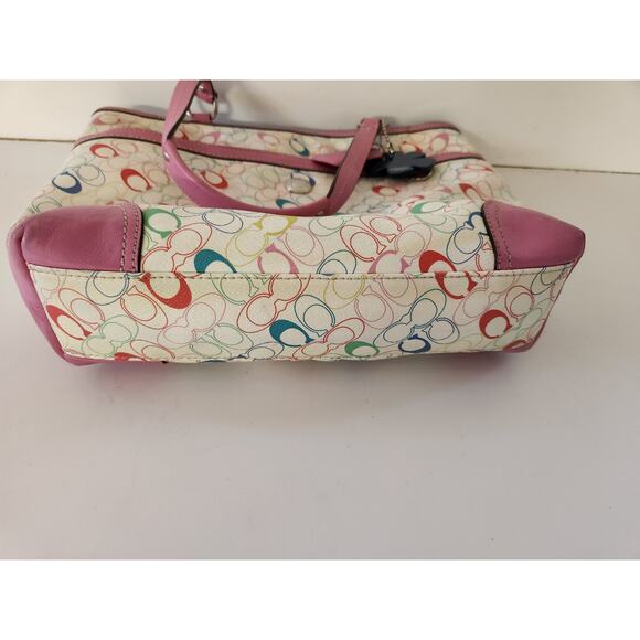 Coach Signature Chelsea Pink Trim Handbag W/Matching Zip Wristlet Wallet - Picture 3 of 11